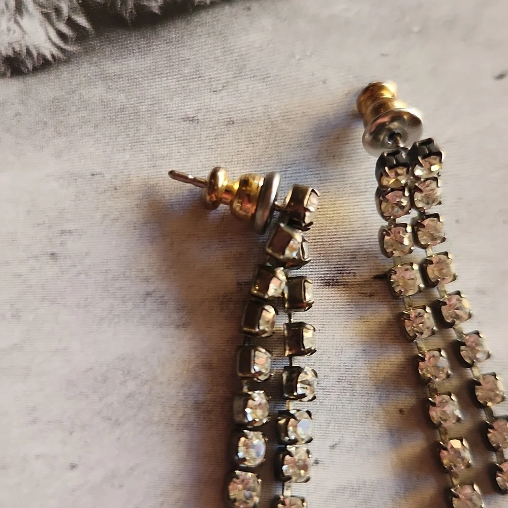 rhinestone drop earrings - Picture 3 of 7